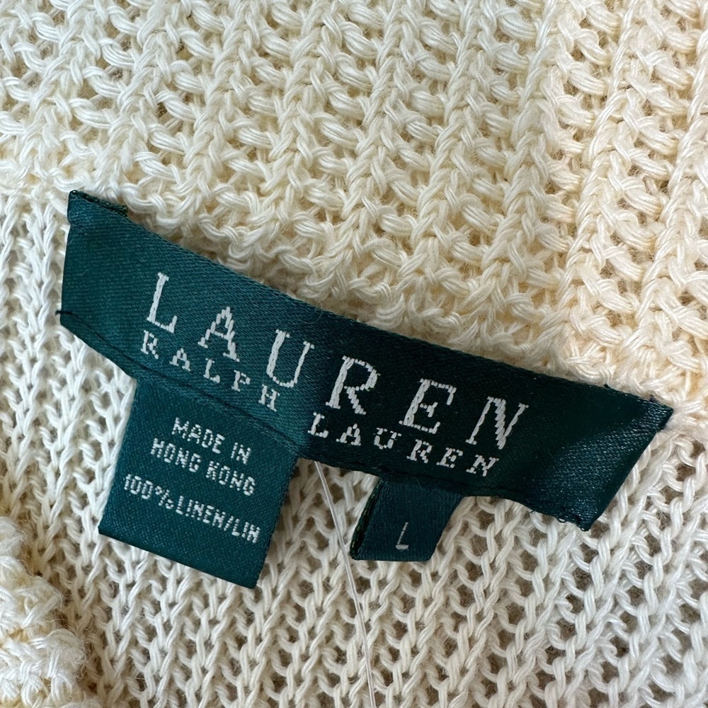 NWT Lauren Ralph Lauren Morton Cardigan Sweater Linen Women’s Large - Picture 10 of 12
